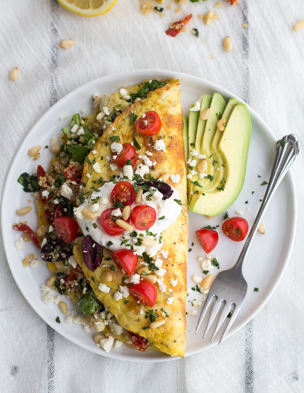 Greek-Quinoa-Dinner-Omelets-with-Feta-and-Tzatziki