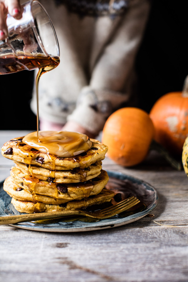 Chocolate-Chip-Pumpkin-Pancakes-with-Whipped-Maple