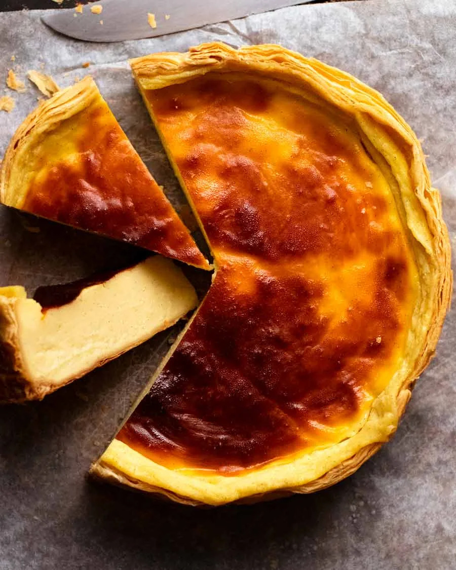 tarte de massa folhada com flan parisiense