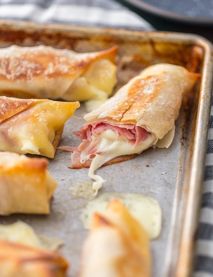 crepes com queijo e fiambre no forno