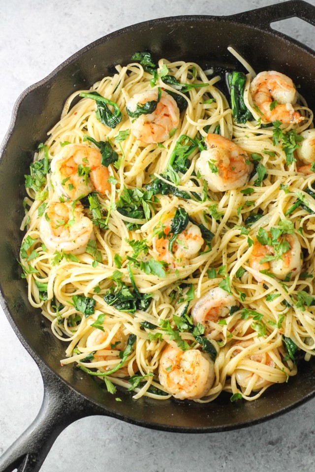 linguine com camarão e molho de limão sem glúten