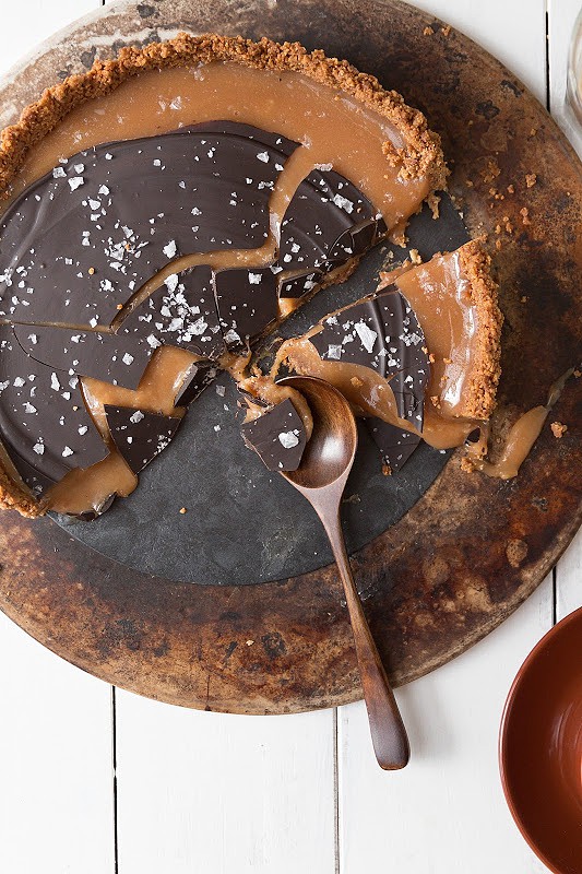 tarte de chocolate e caramelo salgado
