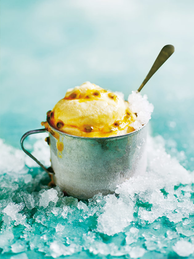 gelado de ananás e maracujá