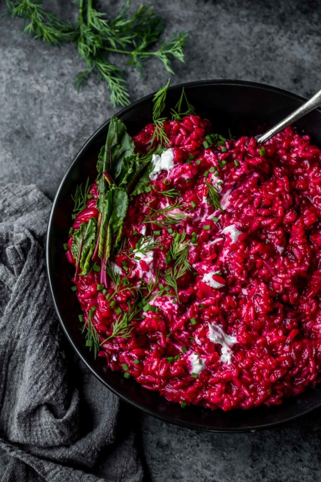 risotto de beterraba com queijo de cabra