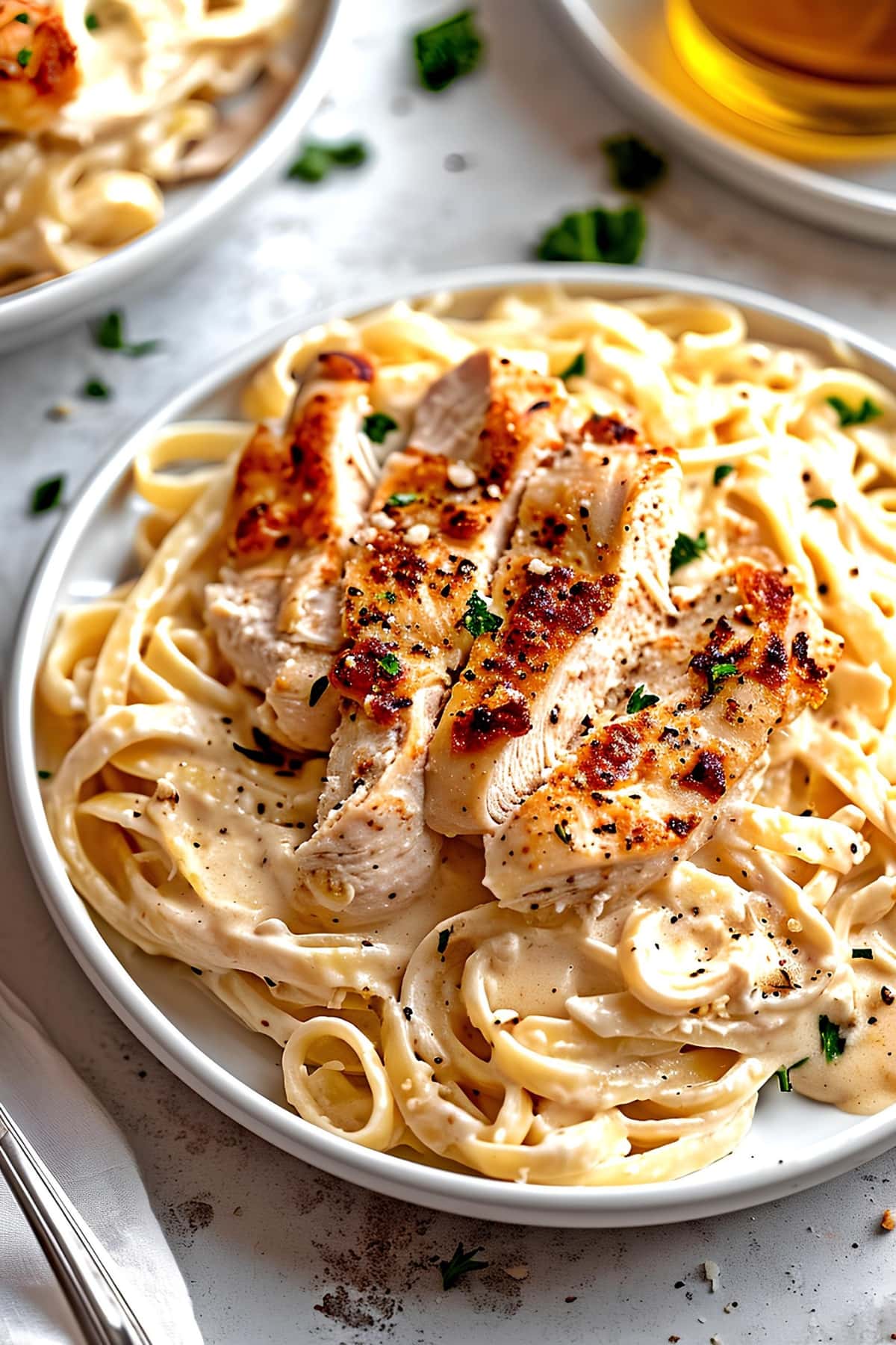 massa alfredo com frango