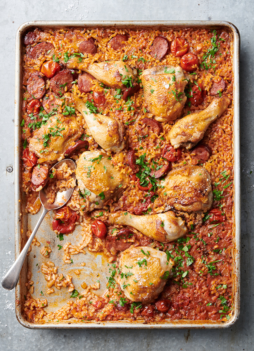 frango no forno com arroz de chouriço